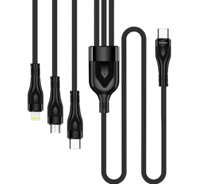 ColorWay Дата кабель USB 2.0 AM to Lightning + Micro 5P + Type-C 1.2m 3.0A (PD60W data) Black ColorWay (CW-CBPDU3060-BK)