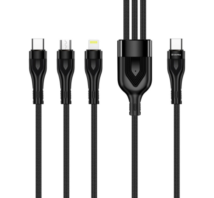 ColorWay Дата кабель USB 2.0 AM to Lightning + Micro 5P + Type-C 1.2m 3.0A (PD60W data) Black ColorWay (CW-CBPDU3060-BK)