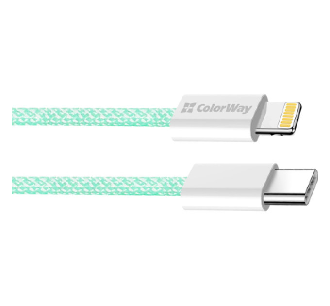 ColorWay Дата кабель USB-C to Lightning 1.0m 27W green ColorWay (CW-CBPDCL061-G)