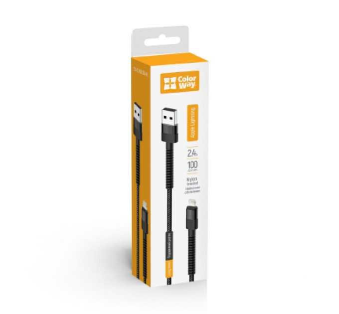 ColorWay Дата кабель USB-C to Lightning 1.0m 2.4А black ColorWay (CW-CBUL063-BK)