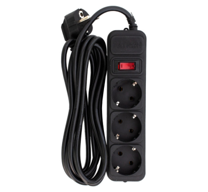 Patron Мережевий фільтр живлення Patron EXT-PN-SP-1033, 3m Black (EXT-PN-SP-1033)