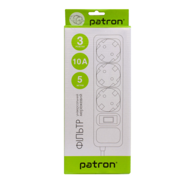 Patron Мережевий фільтр живлення Patron EXT-PN-SP-1035, 5m Black (EXT-PN-SP-1035)