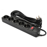 Мережевий фільтр живлення Patron 10 m3*1mm2 (SP-10510) 5 розеток BLACK (EXT-PN-SP-16510)