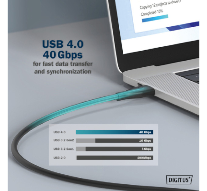 Digitus Дата кабель USB-C to USB-C 1.0m USB 4.0 Gen3 40G 240W 8K silicone black Digitus (AK-300344-010-S)