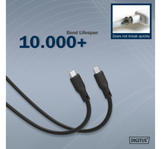 Digitus Дата кабель USB-C to USB-C 2.0m USB 4.0 Gen2 20G 240W 8K silicone black Digitus (AK-300344-020-S)