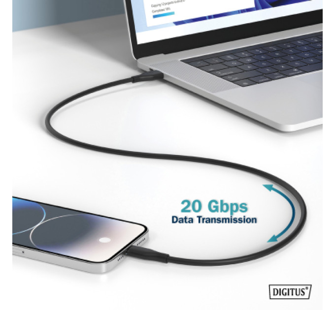 Digitus Дата кабель USB-C to USB-C 2.0m USB 4.0 Gen2 20G 240W 8K silicone black Digitus (AK-300344-020-S)