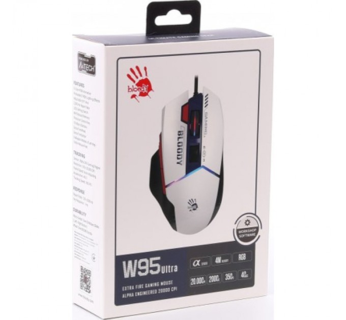 A4Tech Мишка A4Tech Bloody W95 Ultra USB White/Black (4711421002325)