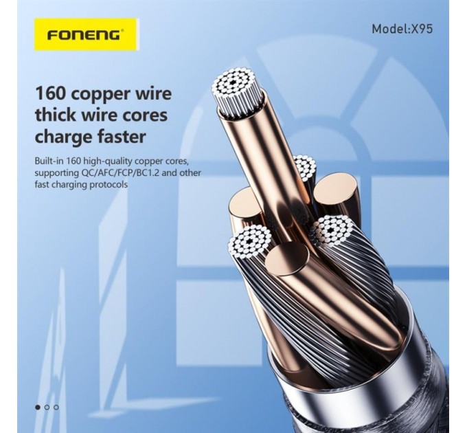 Foneng Кабель Foneng X95 Metal Head Braided Cable USB-C - Lightning PD20W, 1.2 м, Black (X95-CA-TCIP)