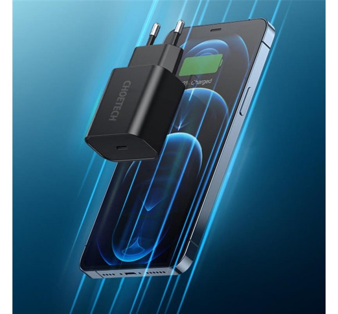 Choetech Мережевий зарядний пристрій Choetech (1USBх3A) Type-C PD20W Charger Black (Q5004-EU)