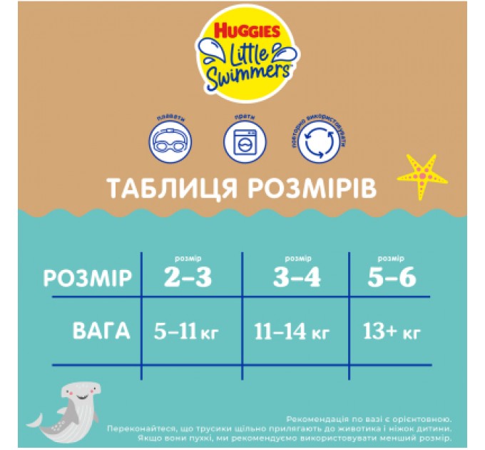 Huggies Підгузки Huggies Little Swimmers Розмір 3-4 багаторазові для плавання 1 шт (5029053583051)