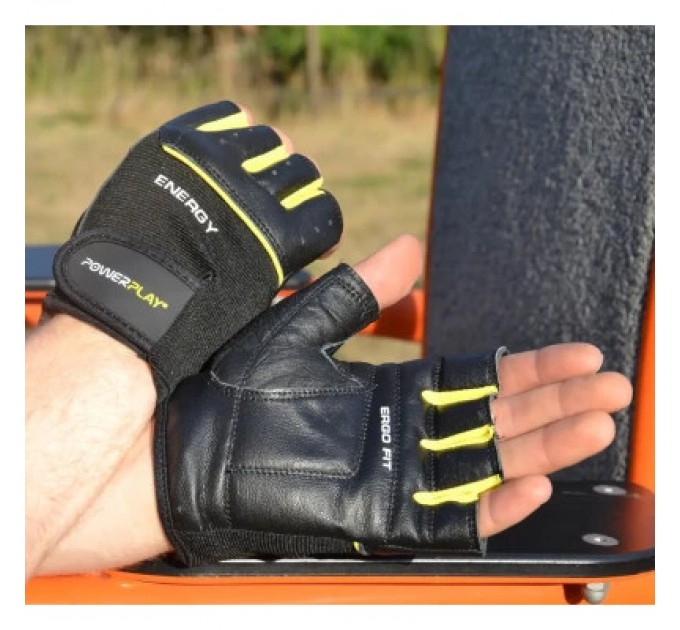 PowerPlay Рукавички для фітнесу PowerPlay 9058 Energy чорно-жовті M (PP_9058_M_Energy)