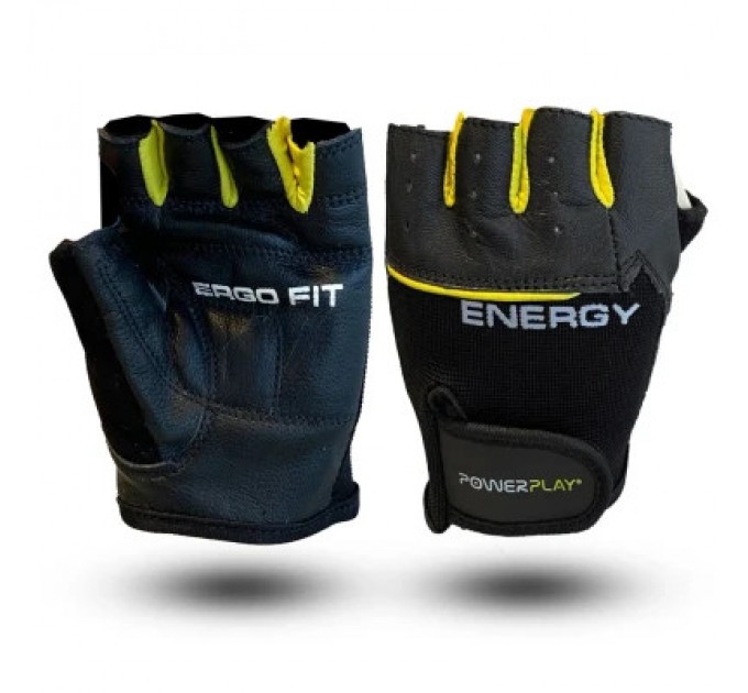 PowerPlay Рукавички для фітнесу PowerPlay 9058 Energy чорно-жовті M (PP_9058_M_Energy)