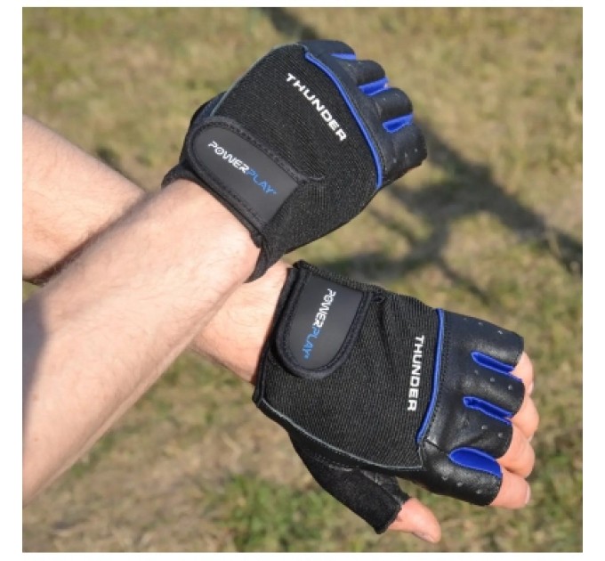 PowerPlay Рукавички для фітнесу PowerPlay 9058 Thunder чорно-сині M (PP_9058_M_Thunder)