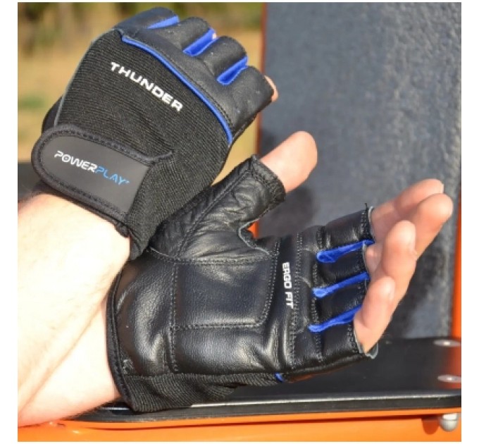 PowerPlay Рукавички для фітнесу PowerPlay 9058 Thunder чорно-сині M (PP_9058_M_Thunder)