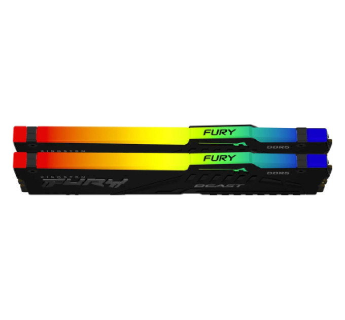 Kingston Fury (ex.HyperX) Модуль пам'яті для комп'ютера DDR5 16GB (2x8GB) 5600 MHz FURY Beast RGB Kingston Fury (ex.HyperX) (KF556C36BBEAK2-16)