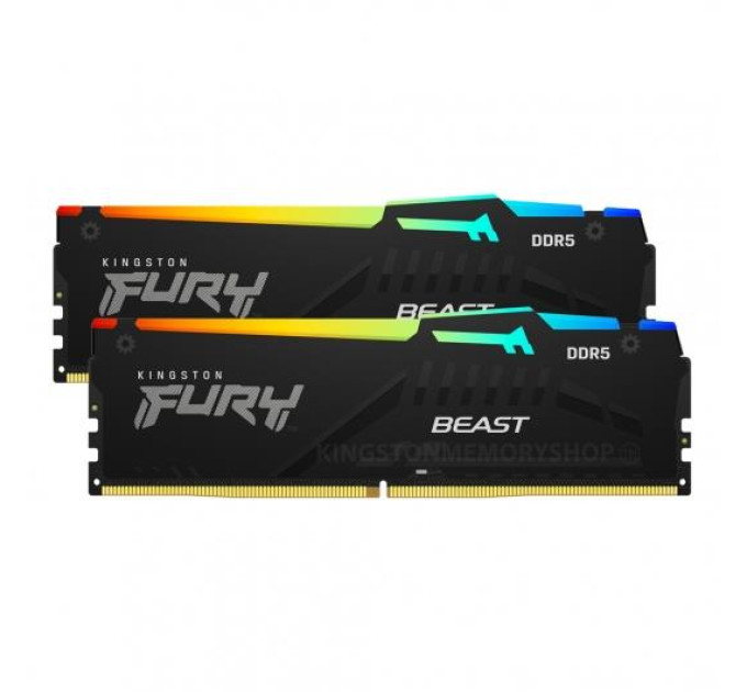 Kingston Fury (ex.HyperX) Модуль пам'яті для комп'ютера DDR5 16GB (2x8GB) 5600 MHz FURY Beast RGB Kingston Fury (ex.HyperX) (KF556C36BBEAK2-16)