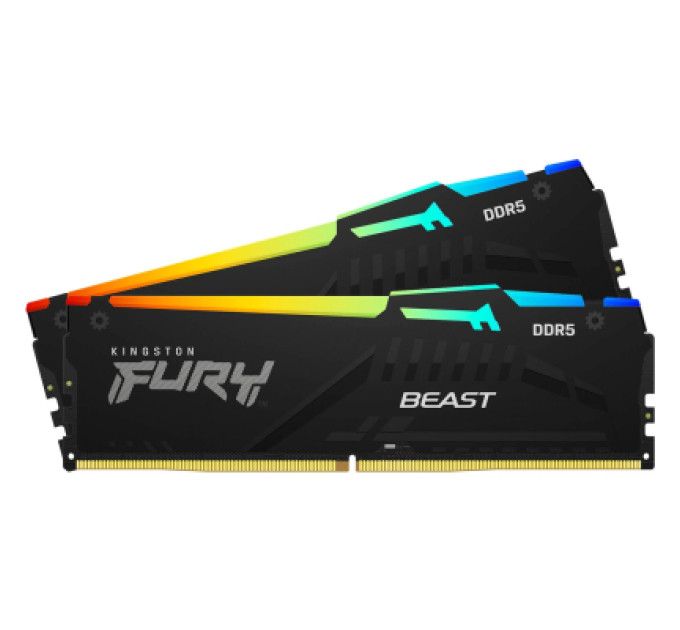 Kingston Fury (ex.HyperX) Модуль пам'яті для комп'ютера DDR5 16GB (2x8GB) 5600 MHz FURY Beast RGB Kingston Fury (ex.HyperX) (KF556C36BBEAK2-16)