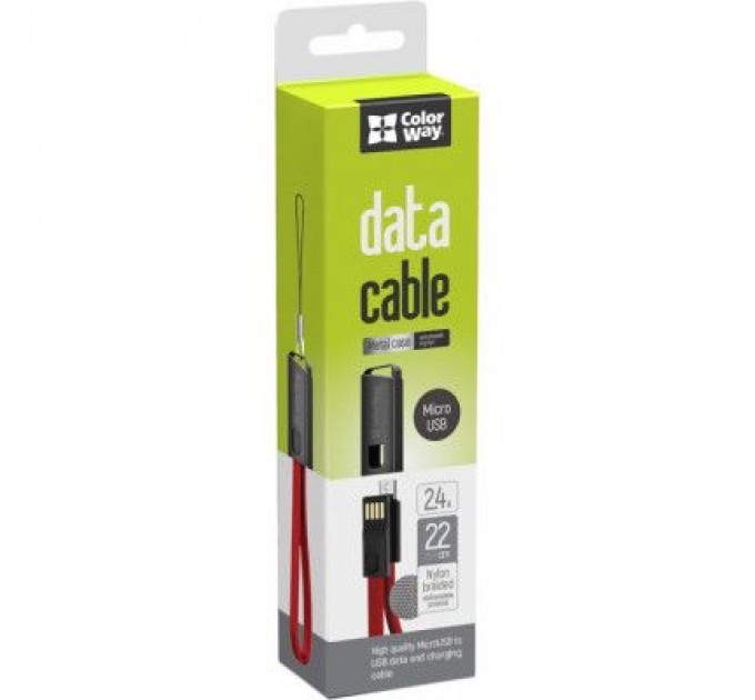 ColorWay Дата кабель USB 2.0 AM to Micro 5P 0.22m red ColorWay (CW-CBUM022-RD)