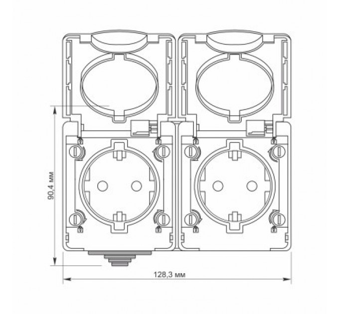 Videx Розетка Videx BINERA IP65 зовнішня 2ая із заземленням сіра (VF-BNW22G-G)