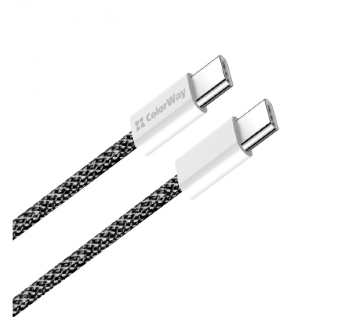 ColorWay Дата кабель USB-C to USB-C 2.0m (braided cotton) (PD Fast Charging 60W) 3.0А black ColorWay (CW-CBPDCC068-BK)