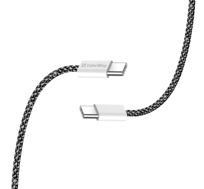ColorWay Дата кабель USB-C to USB-C 2.0m (braided cotton) (PD Fast Charging 60W) 3.0А black ColorWay (CW-CBPDCC068-BK)