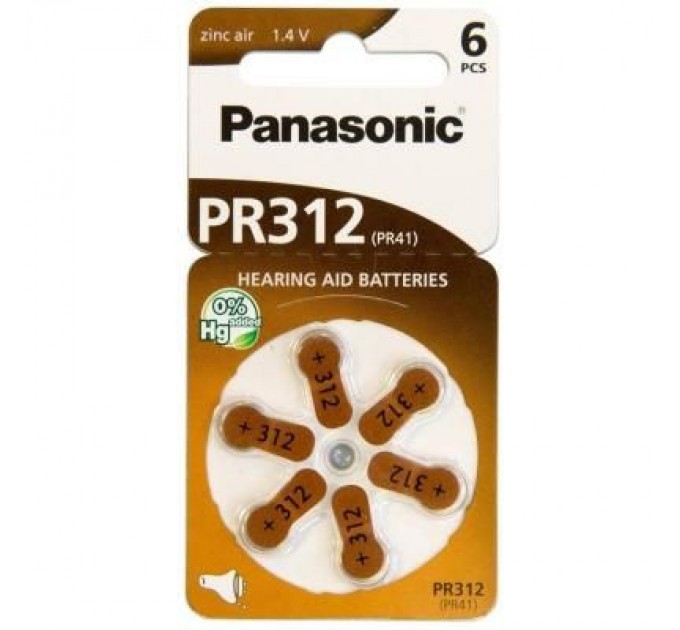Panasonic Батарейка Panasonic PR41 / PR312 (1.4V) * 6 (PR-312/6LB)