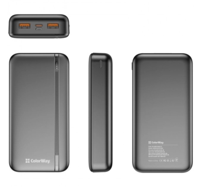 ColorWay Батарея універсальна ColorWay 20 000 mAh Portable Charger (USB/QC3.0 + USB-C/PD/22.5W) Black (CW-PB200LPB4BK-PD)