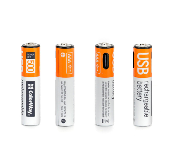 ColorWay Акумулятор ColorWay AAА USB-С 590 mAh 1.5V (2шт) (Li-Polymer) (CW-UBAAA-09)