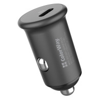 Зарядний пристрій ColorWay 1USB Car ( PD USB Type-C (20W) Gray (CW-CHA028PD-GR)