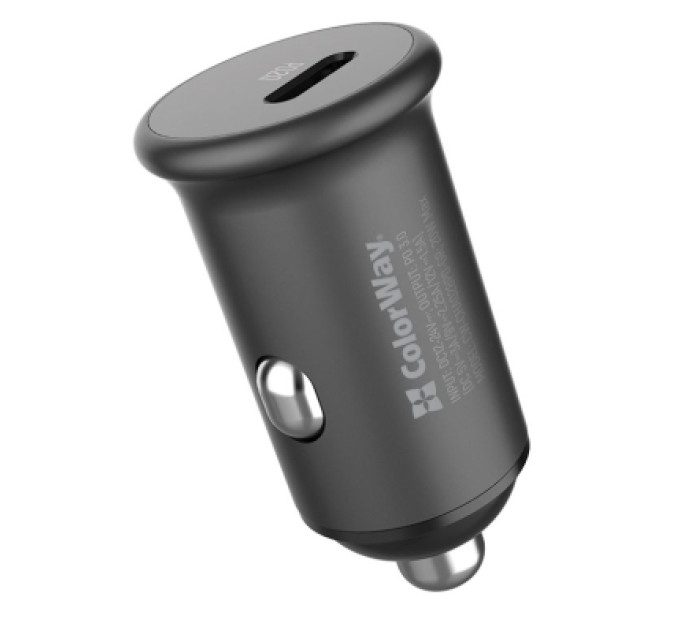 ColorWay Зарядний пристрій ColorWay 1USB Car ( PD USB Type-C (20W) Gray (CW-CHA028PD-GR)