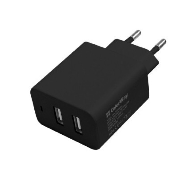 ColorWay Зарядний пристрій ColorWay 2USB AUTO_ID 4.8A (24W) black (CW-CHS016-BK)