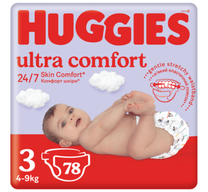 Huggies Підгузки Huggies Ultra Comfort 3 (4-9 кг) Mega 78 шт (5029053548760)