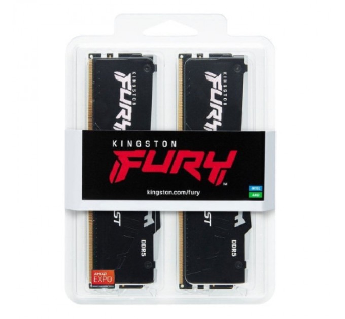 Kingston Fury (ex.HyperX) Модуль пам'яті для комп'ютера DDR5 64GB (2x32GB) 5200 MHz Beast RGB EXPO Black Kingston Fury (ex.HyperX) (KF552C40BB2AK2-64)