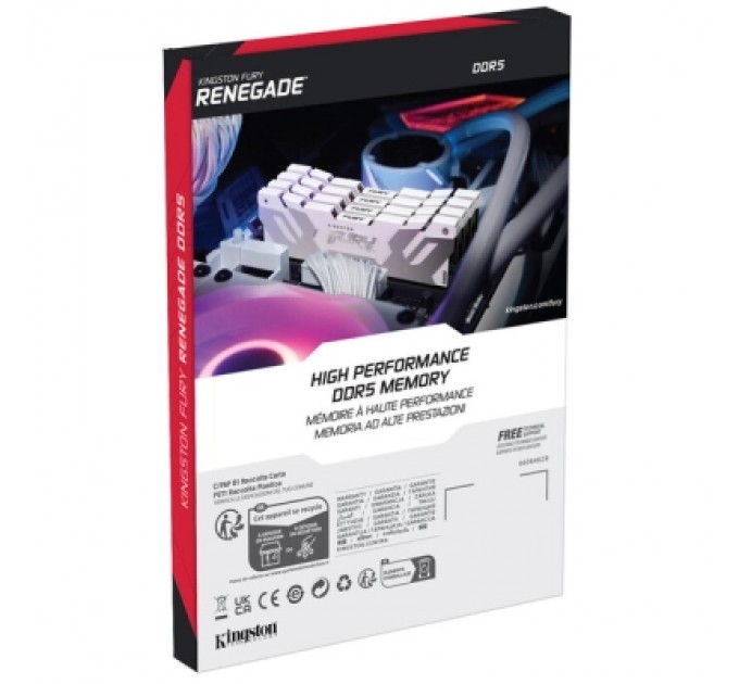 Kingston Fury (ex.HyperX) Модуль пам'яті для комп'ютера DDR5 32GB (2x16GB) 8000 MHz Renegade White Kingston Fury (ex.HyperX) (KF580C38RWK2-32)