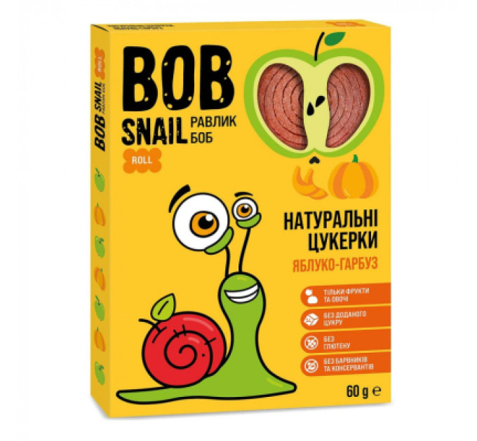 Bob Snail Цукерка Bob Snail Равлик Боб Яблучно-Гарбуз 60 г (4820162520200)