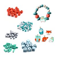 Набір для творчості Djeco з дерев'яними намистинами Маленькі тварини (DJ09807)