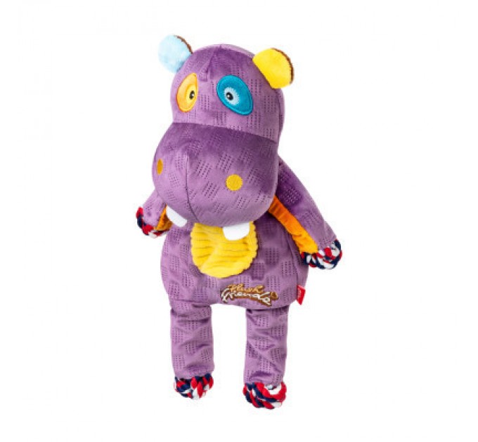GiGwi Іграшка для собак GiGwi Plush Бегемот з мотузками та пищалкою 34 см (2255)