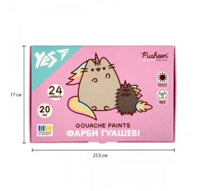 Yes Гуашеві фарби Yes Pusheen 24 кольорів по 20 мл (230404)