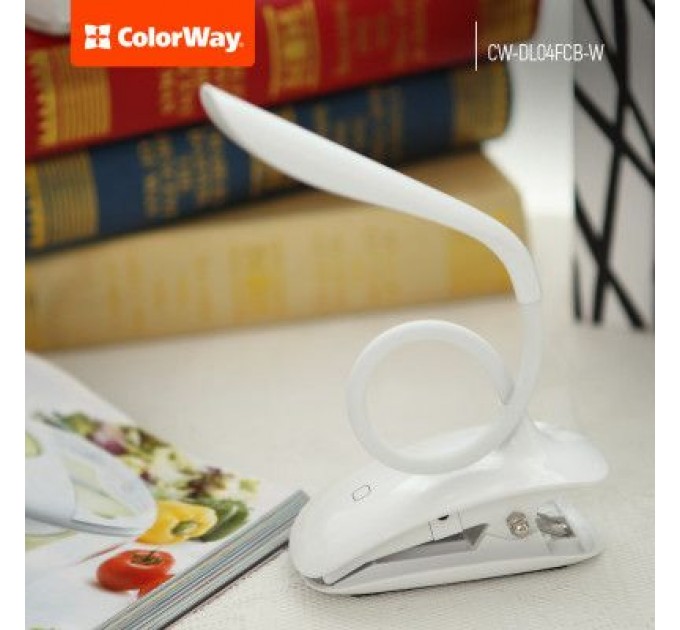 ColorWay Настільна лампа ColorWay LED Flexible & Clip with built-in accumulator 500mAh (CW-DL04FCB-W)