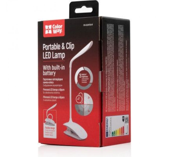 ColorWay Настільна лампа ColorWay LED Flexible & Clip with built-in accumulator 500mAh (CW-DL04FCB-W)