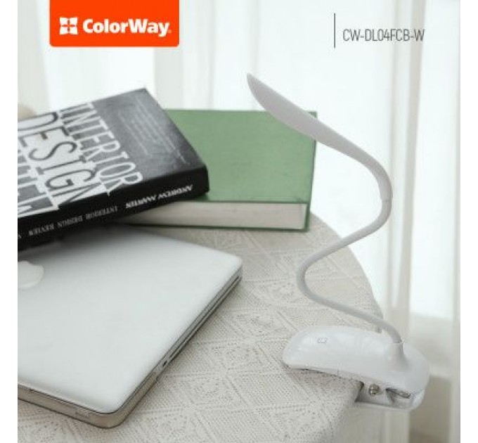 ColorWay Настільна лампа ColorWay LED Flexible & Clip with built-in accumulator 500mAh (CW-DL04FCB-W)