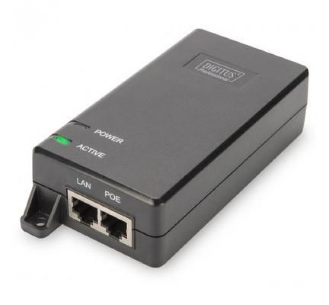 Адаптер PoE Digitus PoE+ 802.3at, 10/100/1000 Mbps, Output max. 48V, 30W (DN-95103-2)