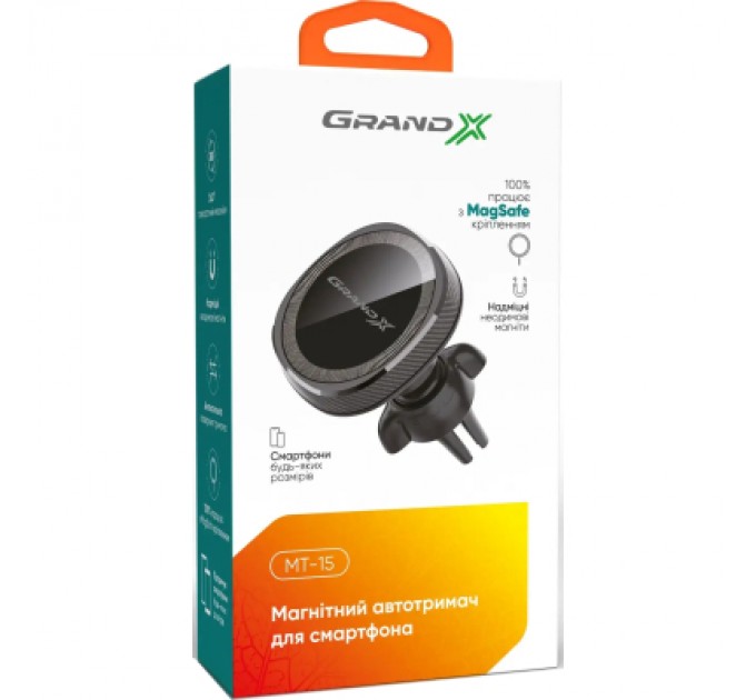 Grand-X Універсальний автотримач Grand-X MT-15 MagSafe (кріплення на дефлектор) (MT-15)