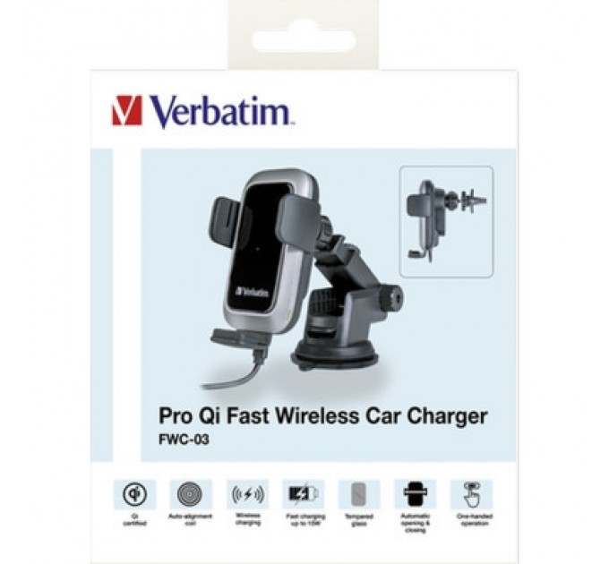 Verbatim Універсальний автотримач Verbatim FWC-03 with Pro Qi Fast Wireless Car Charger (49554)