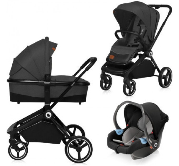 Lionelo Коляска Lionelo 3 в 1 Mika Grey Graphite (LO-MIKA 3IN1 GREY GRAPHITE)