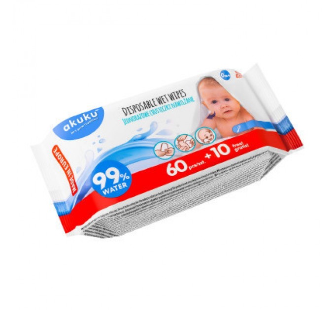 Akuku Дитячі вологі серветки Akuku 70 шт (A0031)