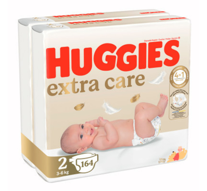 Huggies Підгузки Huggies Extra Care 2 (3-6 кг) M-Pack 164 шт (5029054234778_5029053549637)