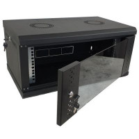 Шафа настінна Eserver 4U 19" 600х350х284 (Ш*Г*В), скло, чорна (ES-Е435B)