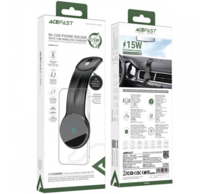 Acefast Універсальний автотримач Acefast D21 Magnetic wireless Velcro (6974316282907)