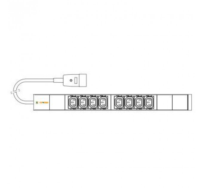 Силовий блок 19" 1U w/PDU 8 розеток IEC C13, вилка IEC320 C20, кабель 3м Conteg (IP-BA-C08C300016)